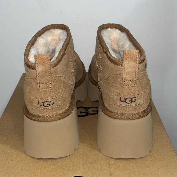UGG Ultra Mini New Heights Platform Boots Chestnut Women's Size 8 NEW IN BOX - Picture 4 of 7